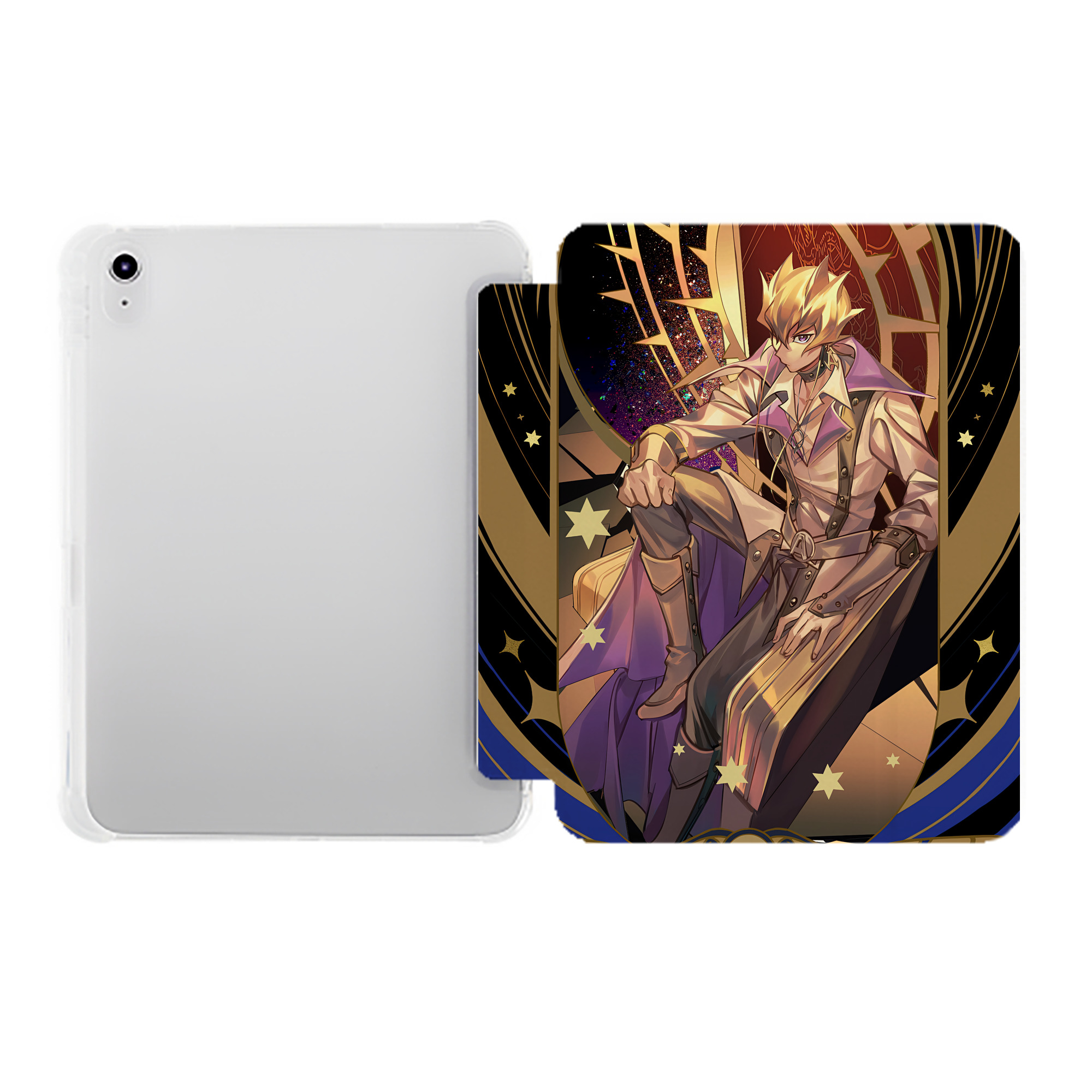 （画像用） 遊☆戯☆王 Yu-Gi-Oh! IPad ケース ペン収納付き 三つ折りスタンド PUレザー×シリコン 対応機種9.5/10.5/10.9インチ